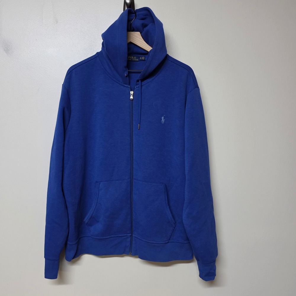 Polo Ralph Lauren Mens XL Royal Blue Full Zip Hoodie Pony Logo Sweatshirt